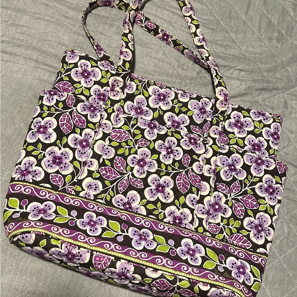 Vera Bradley Plum Petals Pattern Shoulder Tote